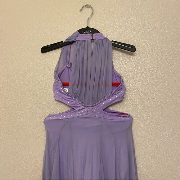 Reverence Custom solo rhinestoned dance costume lavender mesh cutout leotard  LC - Picture 6 of 14